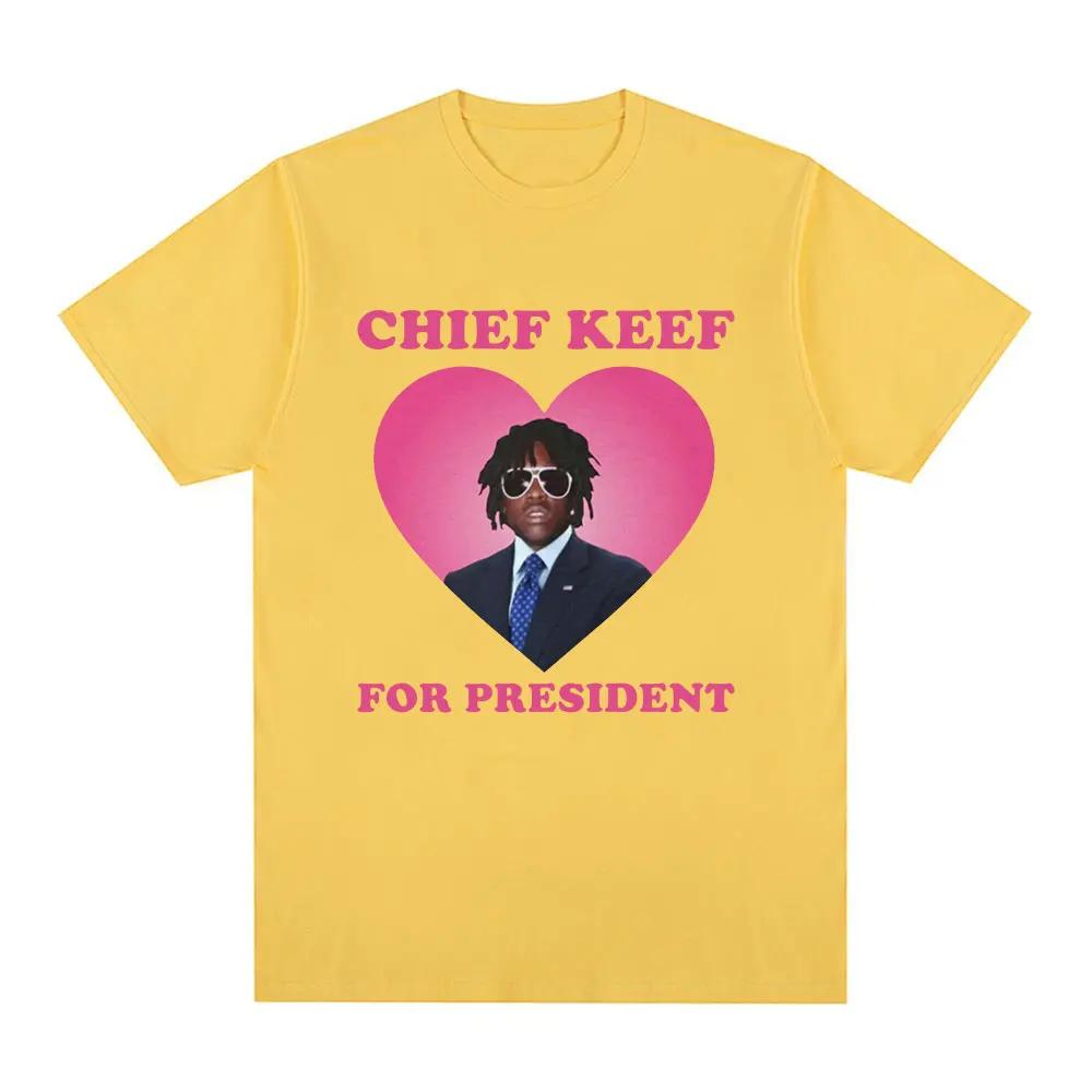 Rapper Chief Keef for President T Shirt Unisex Fashion Casual Short Sleeve Tshirt Aesthetic Classic Oversized Tshirts Streetwear