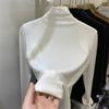 Autumn Winter Fashion Long Sleeve Half High Collar Underlay Top Korean Cotton Solid T-shirt Womens Slim Fit Clothes 30074