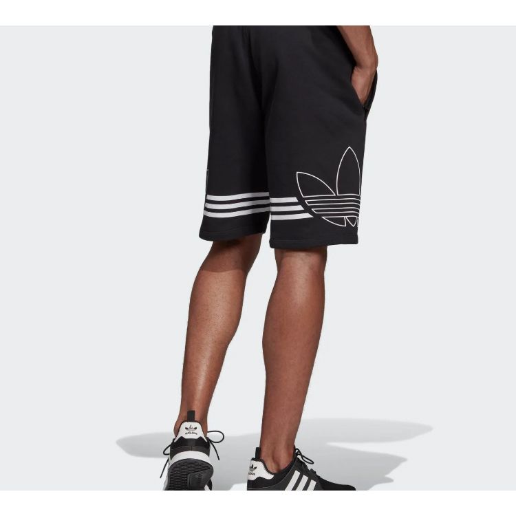 Adidas Хлопковые шорты со средней талией Originals Trefoil с крупным принтом, черные ED4696