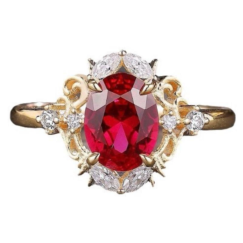Popular pigeon blood ruby ring fashion accessory ins hot selling RUBBY RING