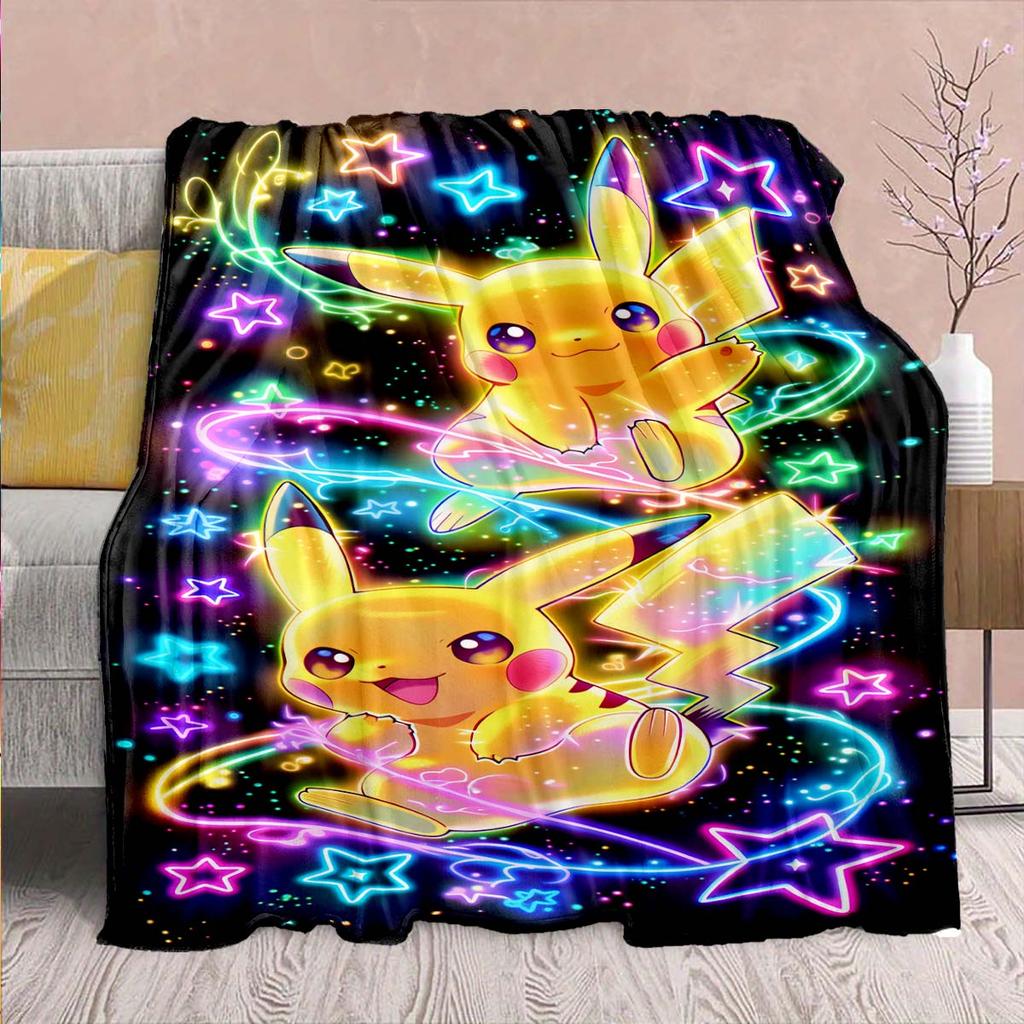 Pokémon Anime Flannel Blanket - Soft Warm Perfect for Sofa, Bedding Camping Travel Office Home Decor -QJY