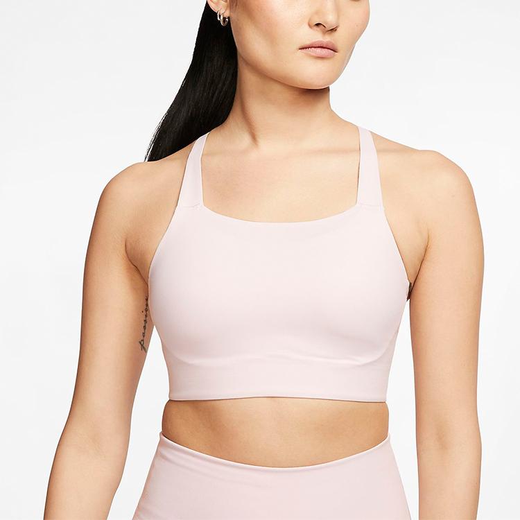 Nike Спортивный бюстгальтер Swoosh Luxe со средней поддержкой, женское нижнее белье, розово-красный CJ0545-699