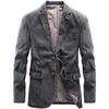Spring and Autumn Men's Suit Men's Split Cotton British Style Solid Color Denim Small Suit Casual Men's Jacket