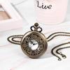 Pocket Watch Alice Cute Skeleton Antique Roman Analog Waterproof with Lid Pendant Watch Pocket Watch Ladies Necklace Retro Fashion Accessory Birthday
