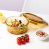 Круглая янтарная стеклянная емкость для хранения продуктов