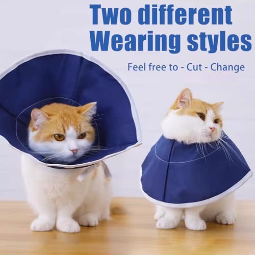 Adjustable Cat Recovery Collar Soft Cone for Wound Healing After Surgery Breathable Pet Neck Collar Blue 25cm