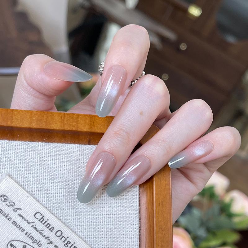 Handmade Starry Sky Gradient French Manicure False Nails