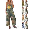 Женский комбинезон с цветочным принтом, повседневный свободный комбинезон с регулируемыми подтяжками