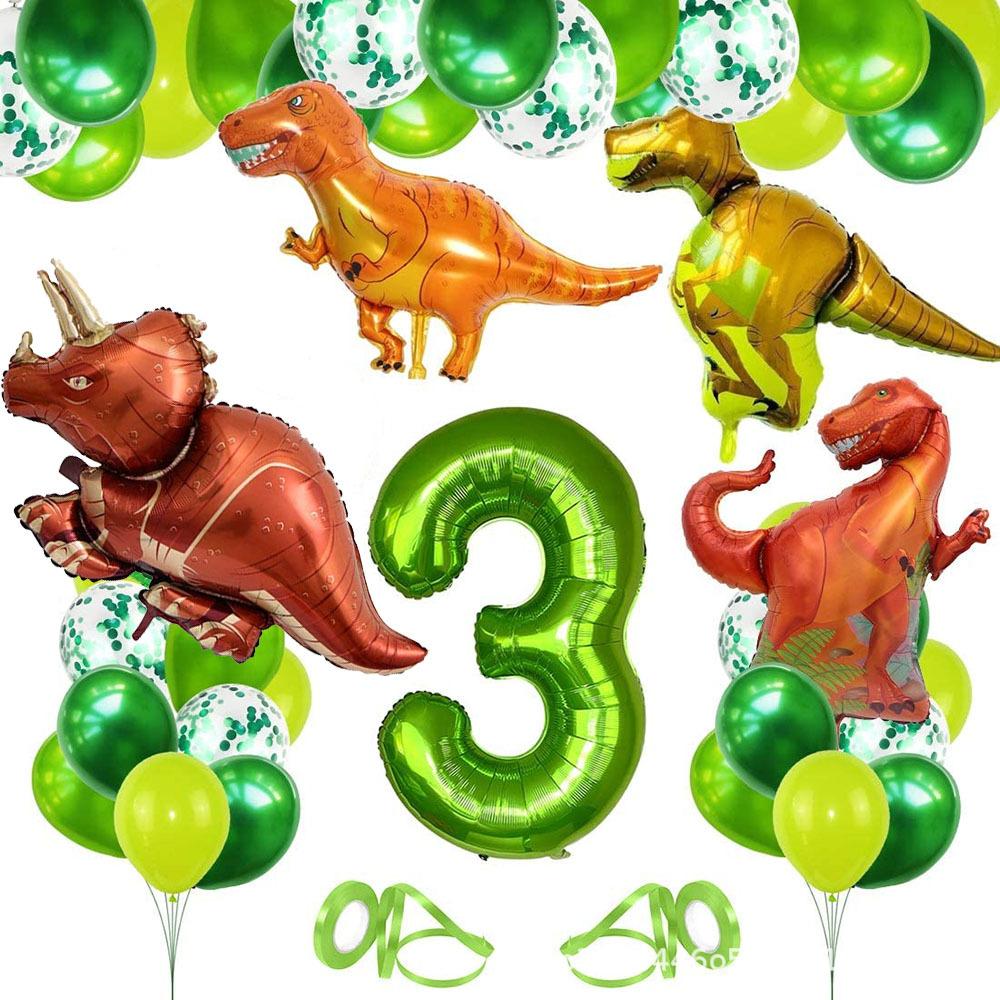 Динозавр 1-9 лет день рождения воздушный шар фон украшения номер набор день рождения номер воздушный шар набор зеленый 