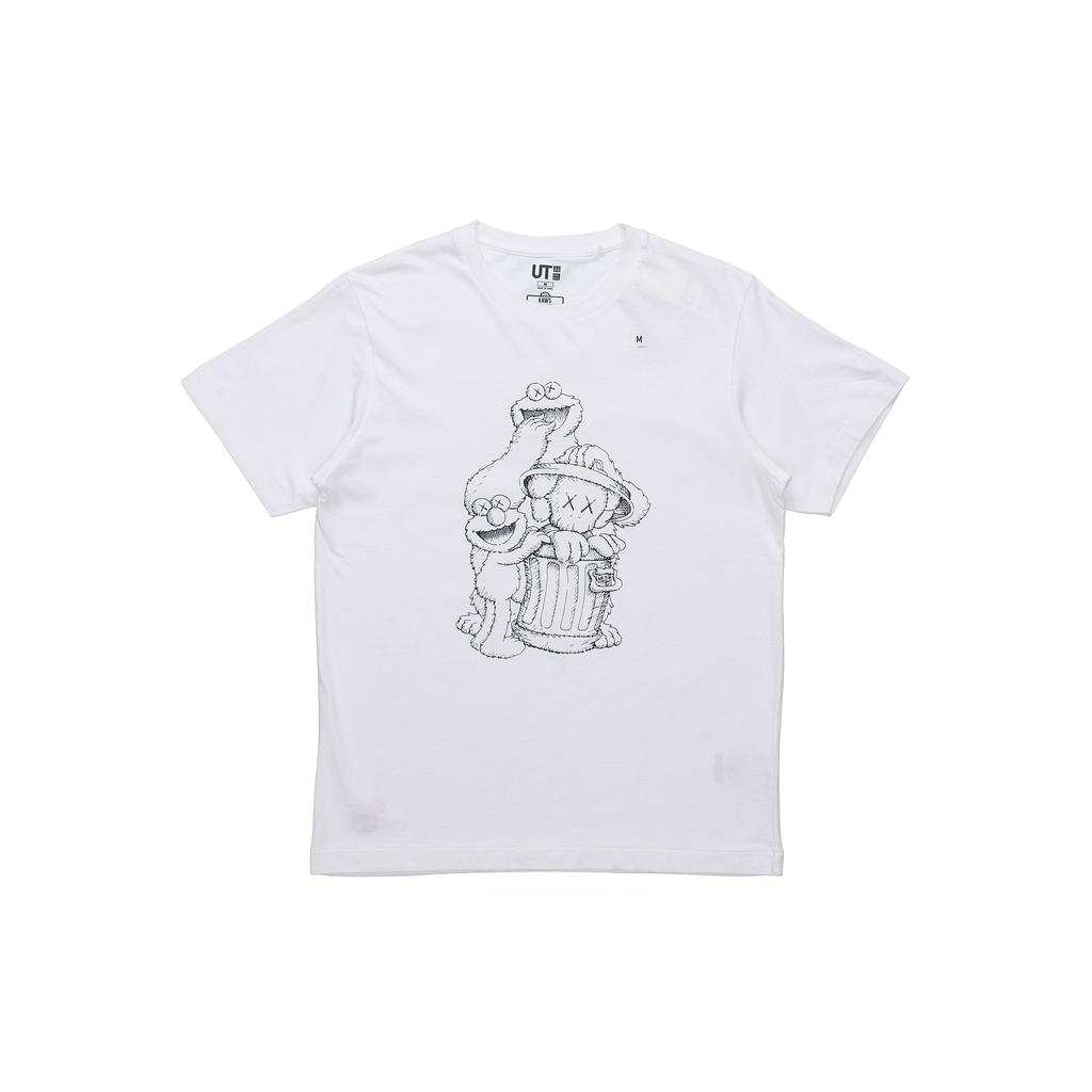 Uniqlo X Sesame Street X Kaws Collaboration Cartoon Pattern Short Sleeve T-Shirt Unisex Tops White 416157-01