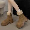 Мех Женские Зимние Ботинки На Плоской Подошве Платформа Замшевая Обувь для Женщин Модные Спортивные Ботильоны Новые Плюшевые Хлопковые Ботинки Mujer Botas