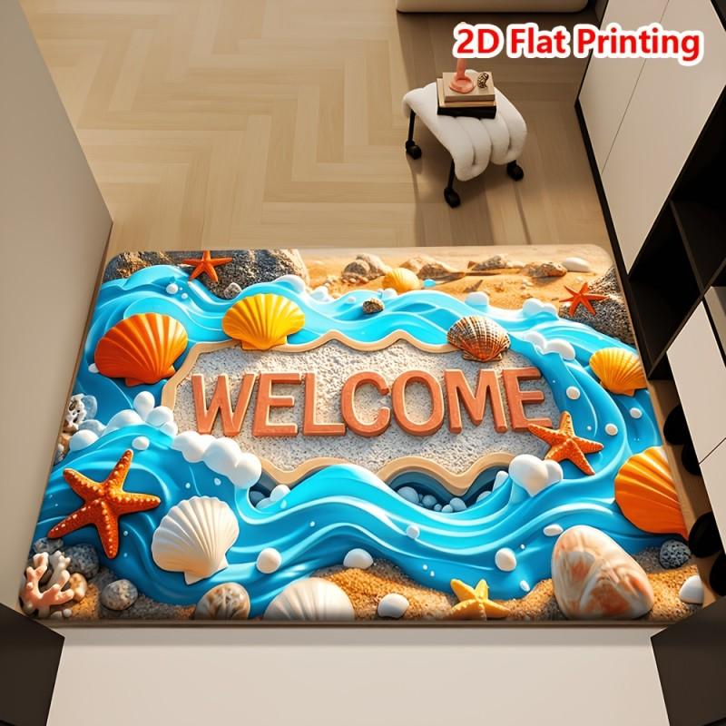 3D Koi Fish Pond Doormat Realistic Koi Fish Waterfall Lotus Print Non Slip Floor Mat for Zen Decor