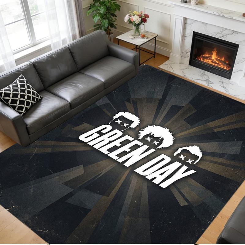 Green Day Print Crystal Velvet Plush Rug Wear?Resistant Anti?Slip Floor Mat For Indoor Household Decoration