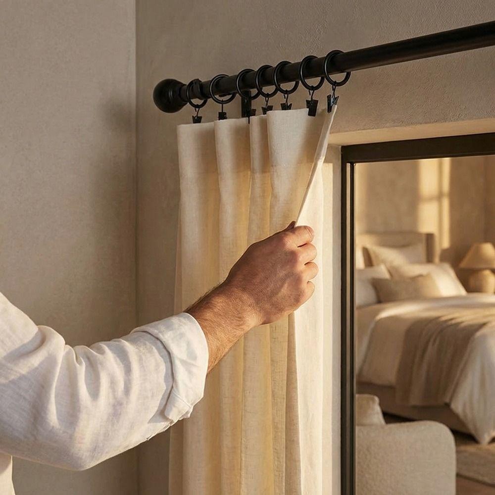 Metal Curtain Rings Heavy Duty Roman Circles Drapes Tie Buckles Hanging Hooks Bathroom