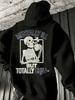 Men Unisex Adult Oversized Pullover Hoodie Street Skeleton Print Casual Daily Wear Halloween Hooded Sweatshirt