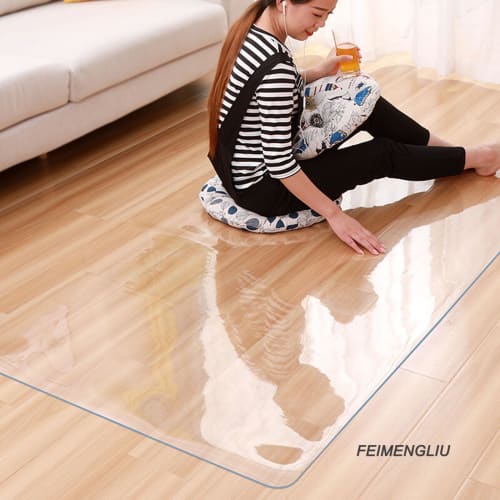Clear floor protection mat for pets, 1.5mm thick PVC floor protector sheet, prevents scratches and dents, can be used as a floor mat for large desks,