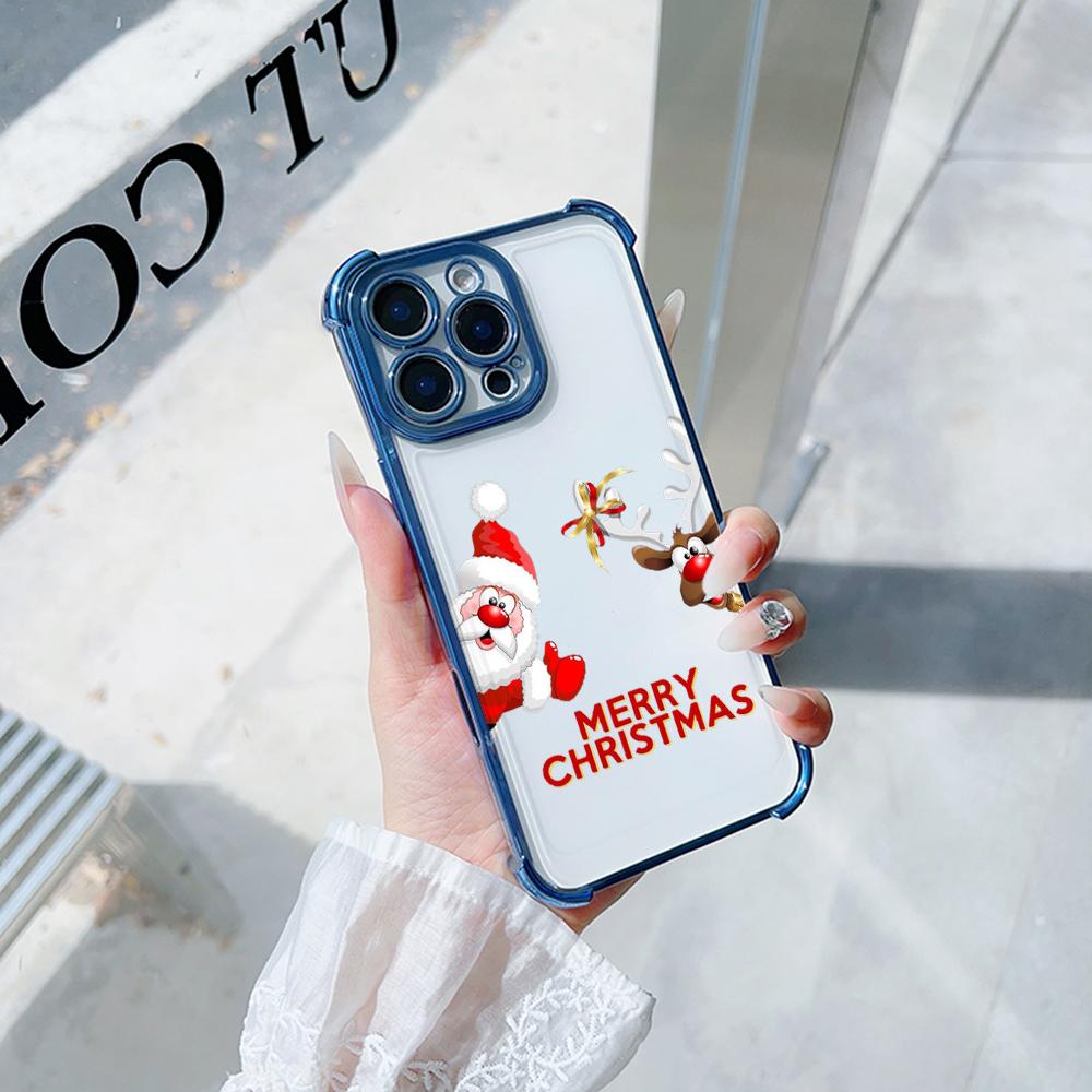 Чехлы для телефонов Ae120 Merry Christmas Santa design из гальванизированного ТПУ для Samsung A54 A12 A14 S23 S24 Ultra A55 A15 S20 S21 FE с четырьмя углами защиты