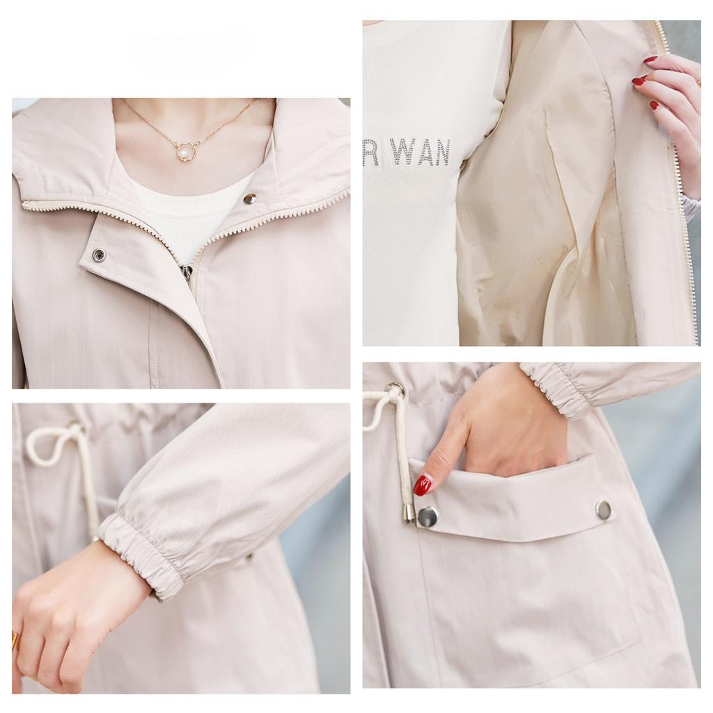 Весенне-осенняя тонкая ветровка женская средней длины в корейском стиле, облегающая повседневная куртка в западном стиле