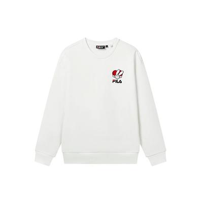 Fila Серия сотрудничества CNY Bunny с вышитым логотипом, повседневный свободный вязаный пуловер с круглым вырезом, свитер, топы унисекс, облачно-грибно-белый F11U319207F-WT