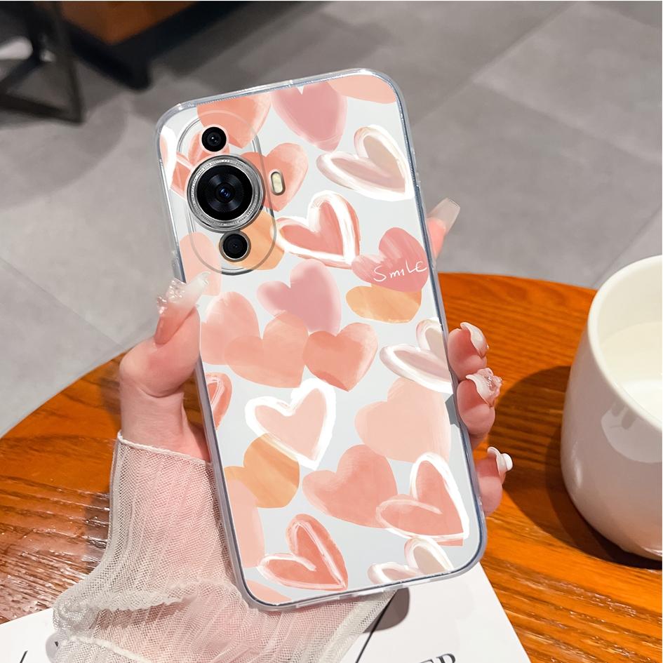 Case For Huawei P10 P20 P30 P40 P50 P Smart Pro 2019 Y9s Phone Cover Fashion Love Heart Matte Soft Silicone Shockproof Transparent For Huawei Bumper