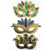 Purple Green Yellow Sequin Mardi Gras Masque Masquerade Venetian Carnival Half Face Masque