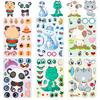 6Pcs Kids Make Cartoon Your Own Animal Stickers Kitten Panda Dinosaur Puzzle Cow Bear Stickers DIY