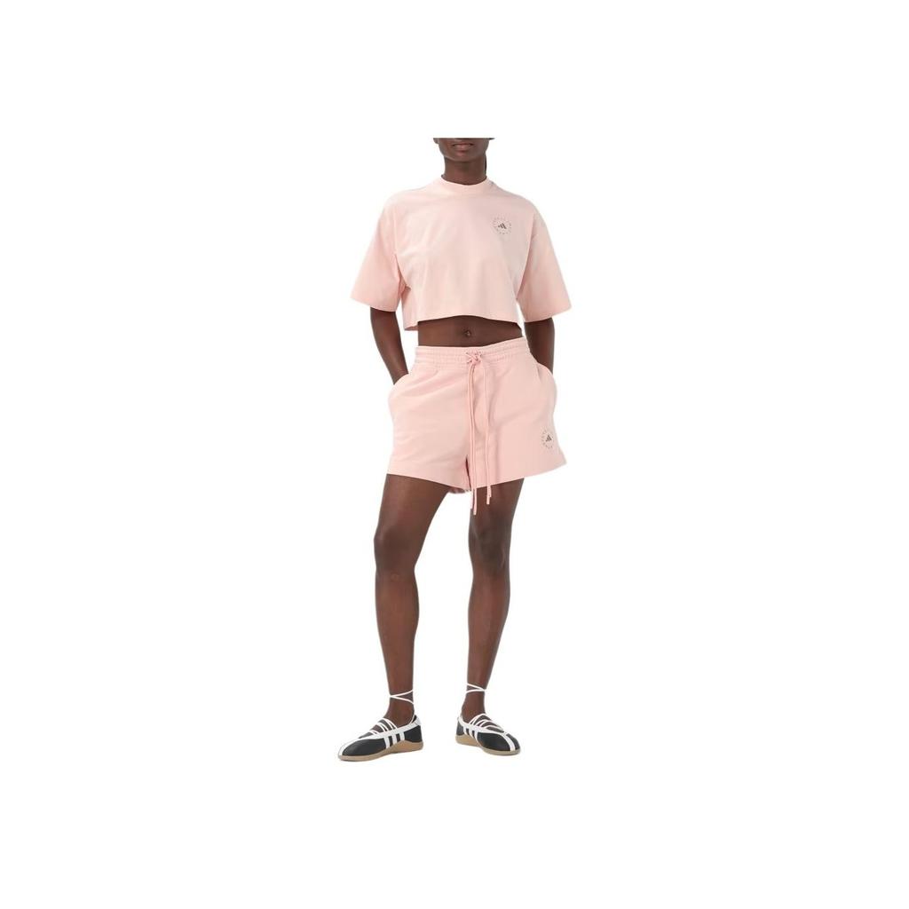 Adidas Stella McCartney Logo High-Waisted Tied Three-Quarter Casual Shorts Women Shorts Pink JI5060