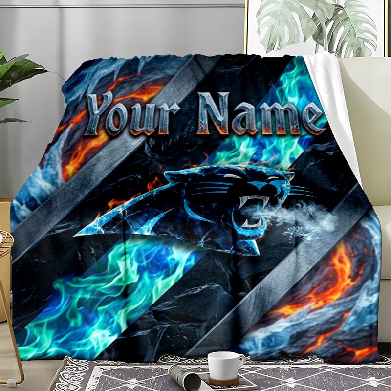 custom Name Text Flames & Helmets Theme blanket Soft Flannel Blanket Plush Throw Blanket Cozy Sofa Bed Blanket for Home Decor