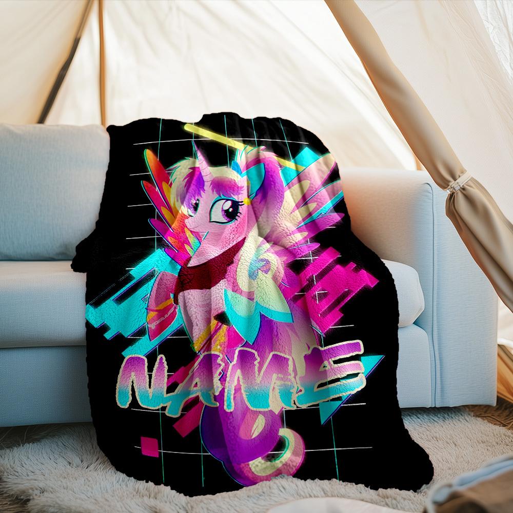 Rainbow Unicorn Outdoor Customize Your Name Blanket Soft Lightweight Multiseason Use For Camping Picnic Sofa Office Bed Living Room Perfect Gift For