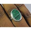 Natural Green Malachite 925 Solid Sterling Silver Ring Size US-7.5 PG-32