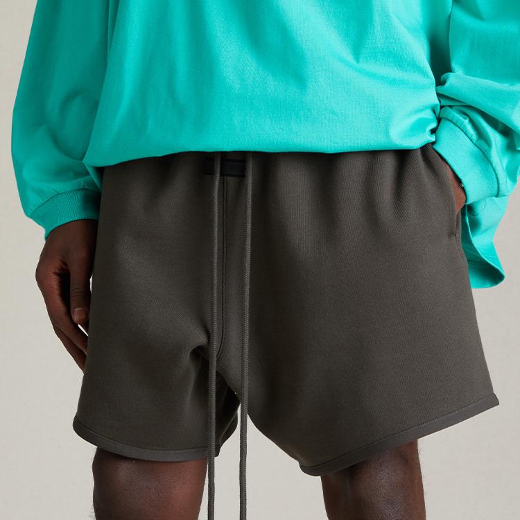 Fear of God Essentials SS24 Шорты-худи с принтом букв На шнурке Средняя посадка Прямые Американские Плотные Повседневные шорты для мужчин Чернильный черный 160SP242000F