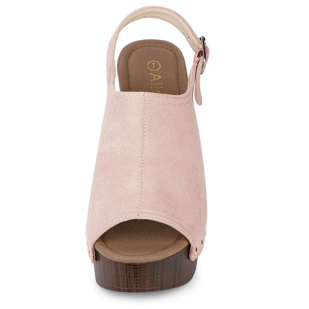 Allegra K Women's Platform Slingback Sandals with Chunky Heels, Dust Pink, Size 26.0cm