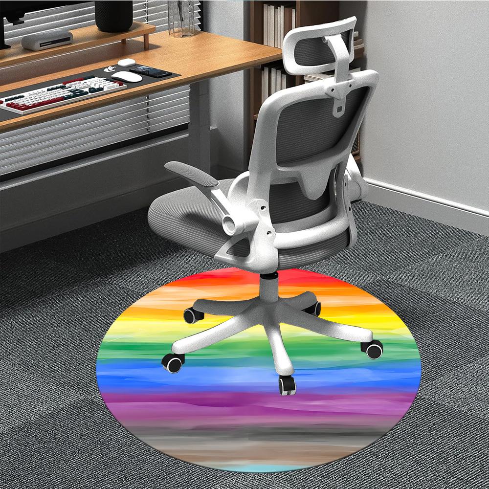 1pc Rainbow Gradient Chair Carpet for Office, Non-slip, Soft and Durable Office Rug for Decoration, Perfect for Office yy260105008