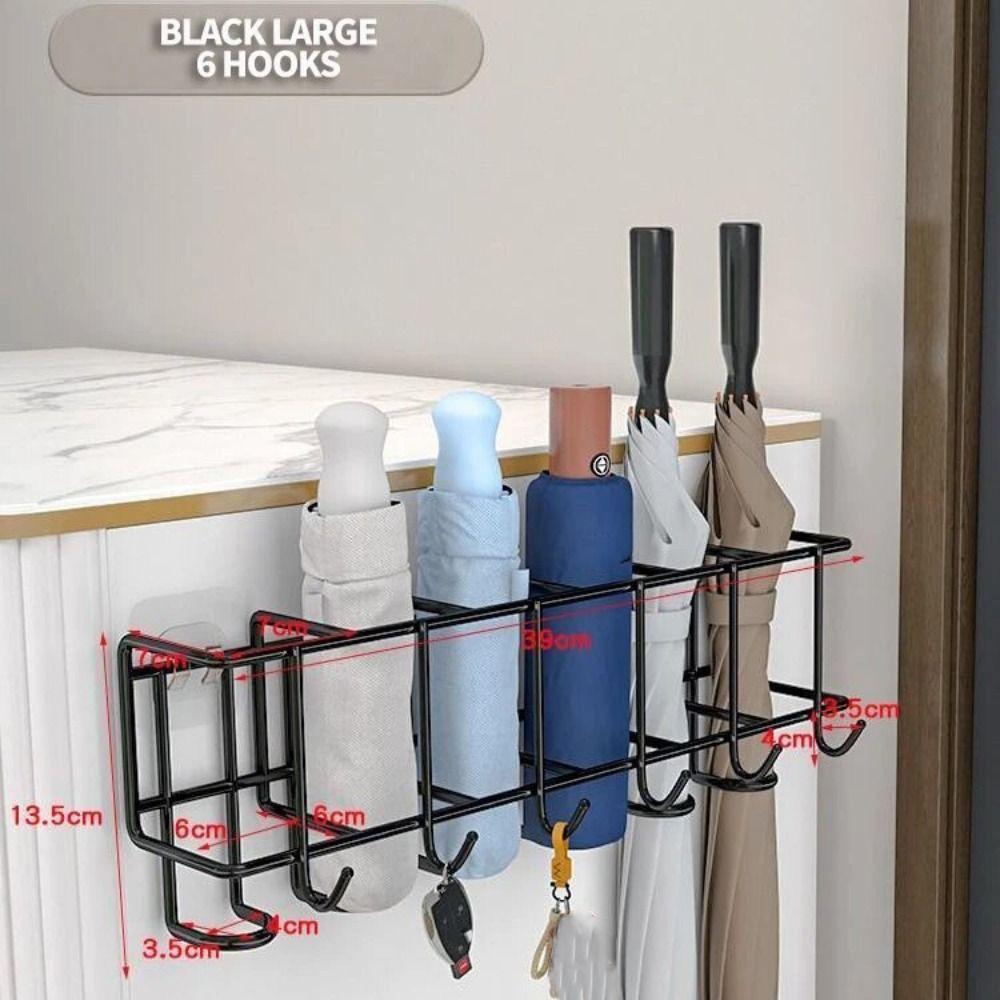 4/6 Grids Umbrella Storage Rack Metal Umbrella Holder Practical Bag Key Storage Holder Bathroom