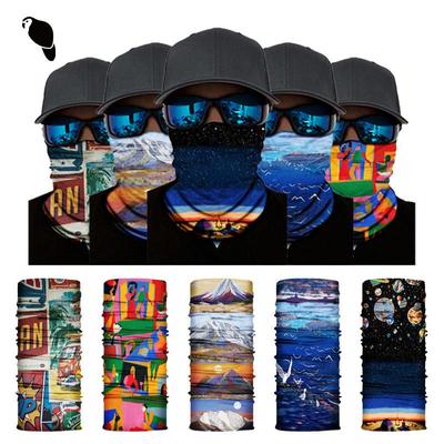 Ветрозащитный солнцезащитный шарф для пешего туризма, спортивная езда, быстросохнущая бандана с пейзажным узором, гетры для лица и шеи, бесшовная бандана с волшебным 3D пейзажем