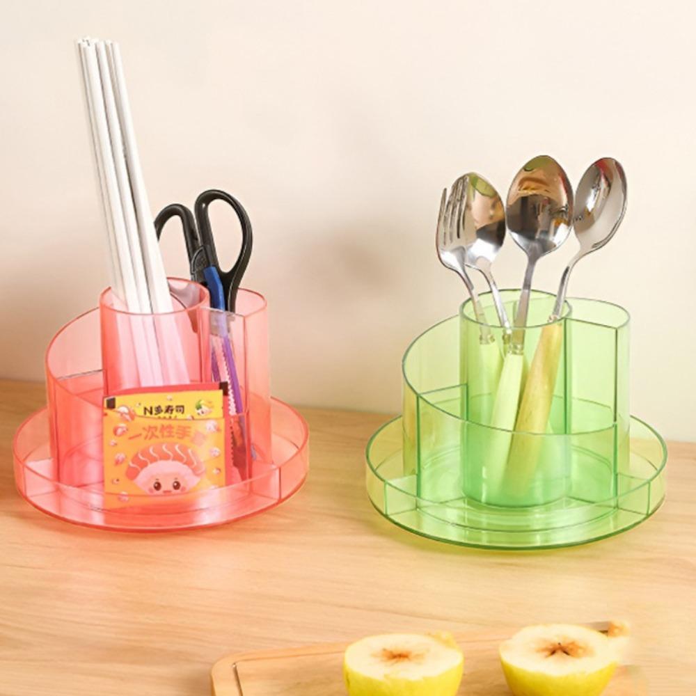 Simple Makeup Brushes Holder 360°Rotating Stationery Organizer Pen Storage Box  Student