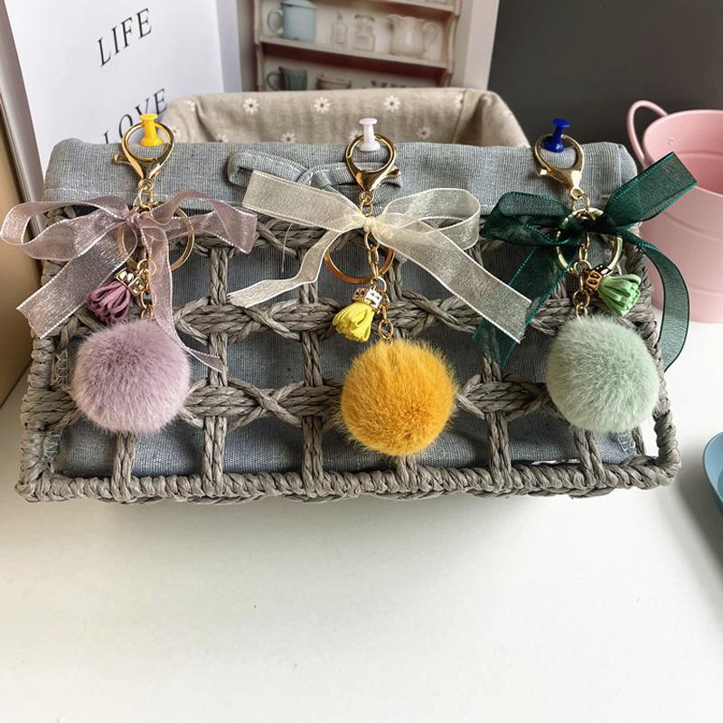 1 шт. брелок с бантом и мультяшным узлом, милый плюшевый роскошный брелок, пушистый шарик, сумка, декор