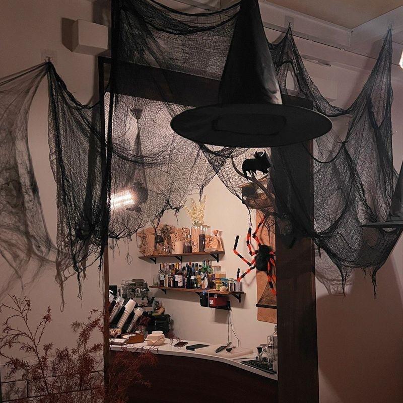 Halloween Black Torn Mesh Spider Web Haunted House Bar Party Background Decor Props