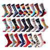 Men Socks Colorful Cotton Crew Socks Jacquard Striped Knee High Socks For Man Business Causal Dress