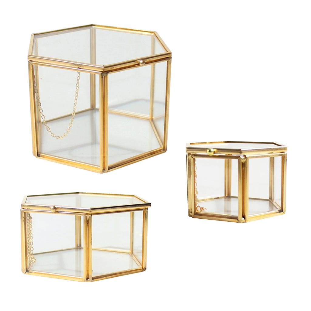 Glass Geometric Terrarium Succulent Plant Planter Hexagon Holder Jewelry Display Container for Wedding Decoration Events