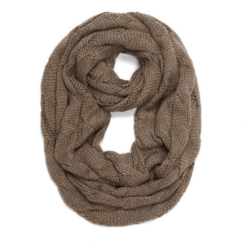 Новый женский однотонный шерстяной шарф-снуд с косами, зимний утеплитель для шеи, воротник-хомут, круглые шарфы