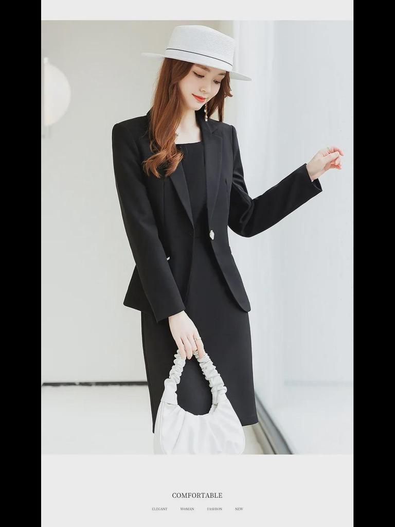 Women's Blue Suit: Jacket & Skirt Set - Elegant Autumn/Winter Style