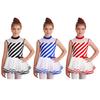 Kids Girls Christmas Striped Dress Up Jumpsuit Sleeveless Mesh Tutu Skirt Ballet Leotard Dresses Cosplay Costume