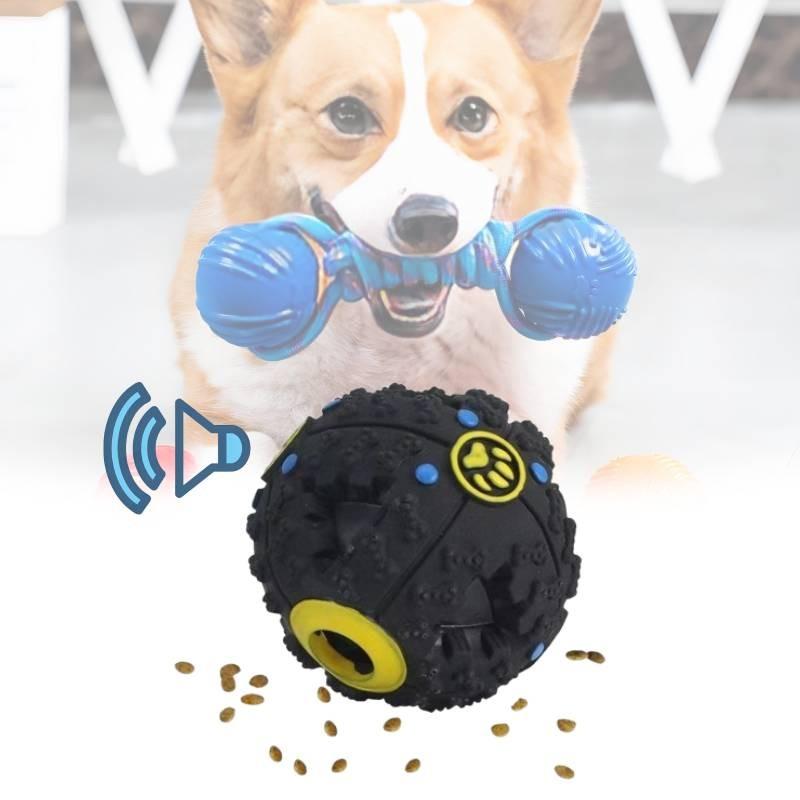 Захватывающий черный пищащий мячик-лакомство для собак. Идеален для жевания и здоровья зубов.