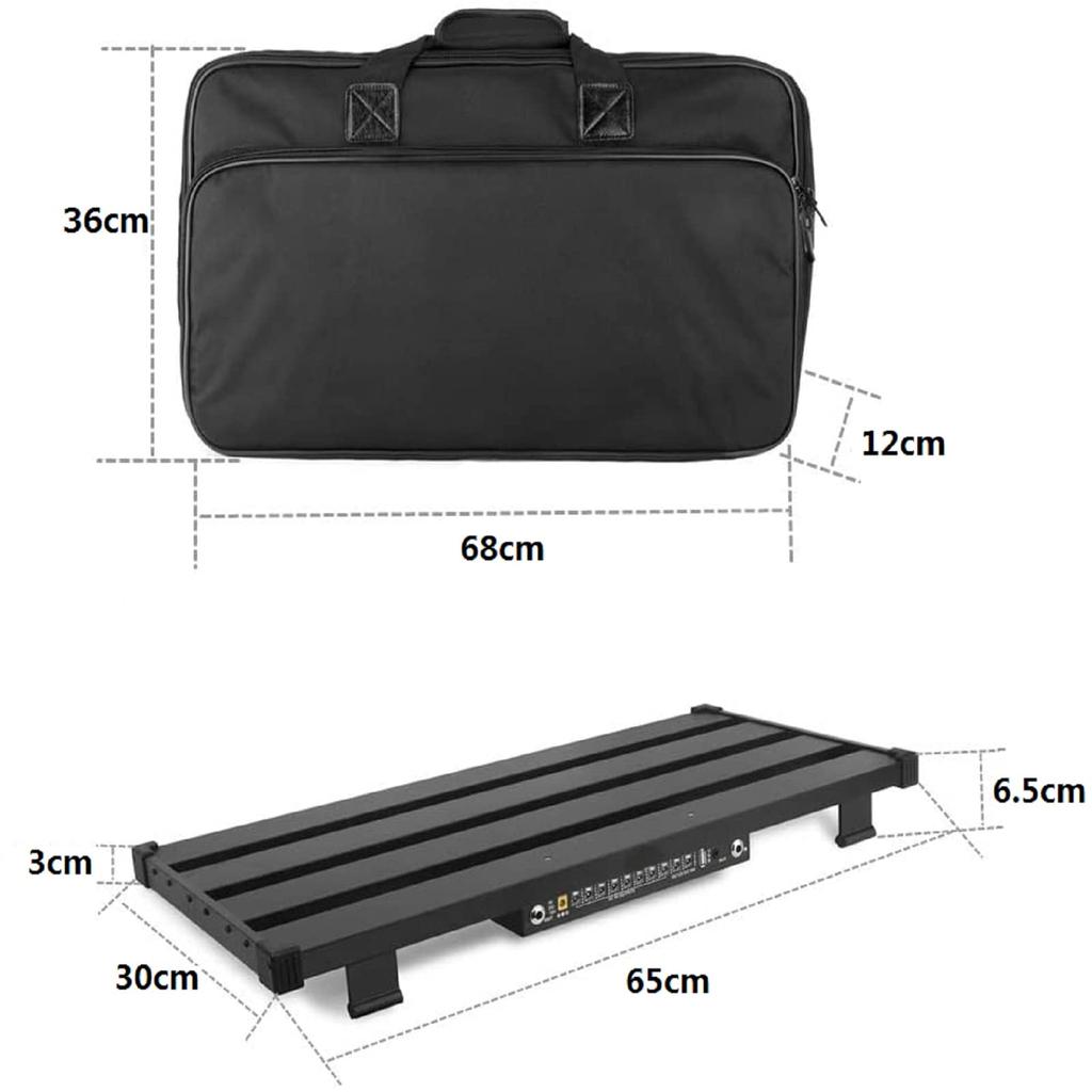 GOKKO Guitar Effector Board Pedal Board with Power Supply Detachable Durable and Durable Aluminum Alloy Ultra Light with Storage Bag (XL-650x300x65MM)