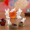 2Pcs/Set Cute Fine Workmanship Vivid Lightweight Little Ornament Rabbit Figurine for Bedroom Bunny Figure