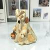 Винтажная фигурка призрака в стиле пэчворк со светодиодной подсветкой, декор на Хэллоуин, статуэтка призрака из смолы, держащая ведро с тыквой, милое украшение, декор для вечеринки