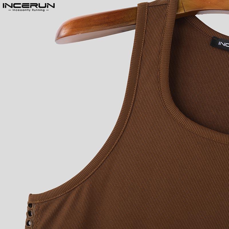INCERUN Мужские летние майки без рукавов с вырезами по бокам, облегающие укороченные футболки