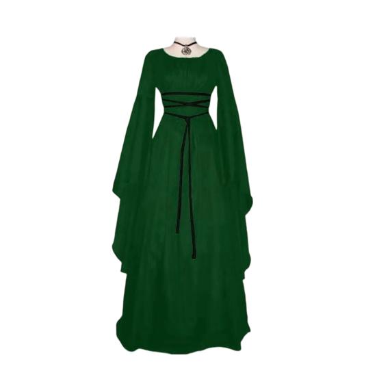 Halloween Renaissance Witch Dress for Women Gothic Victorian Dress Long Bell Sleeve Medieval Costume for Halloween Cosplay Party