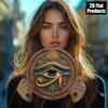 Eye Of Horus Egyptian Metal Wall Art Teal Blue Gold Protective Plaque
